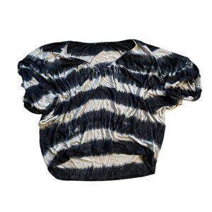 Ella Moss Tie-Dye T-Shirt Top V-Neck Dolman Sleeve beige blue Size M